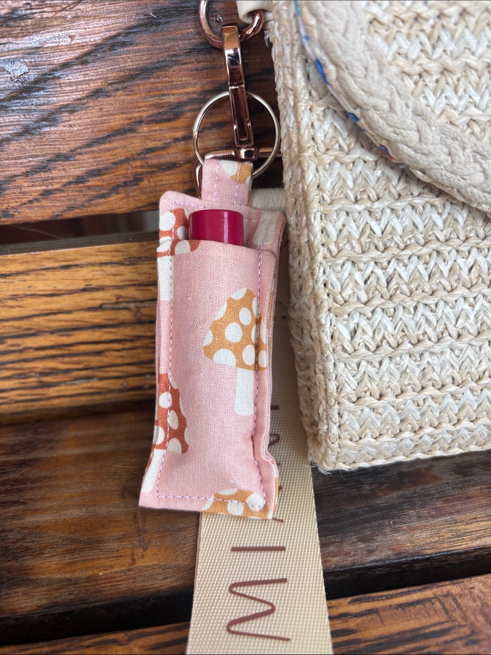 Mushroom Keychain Chapstick Holder